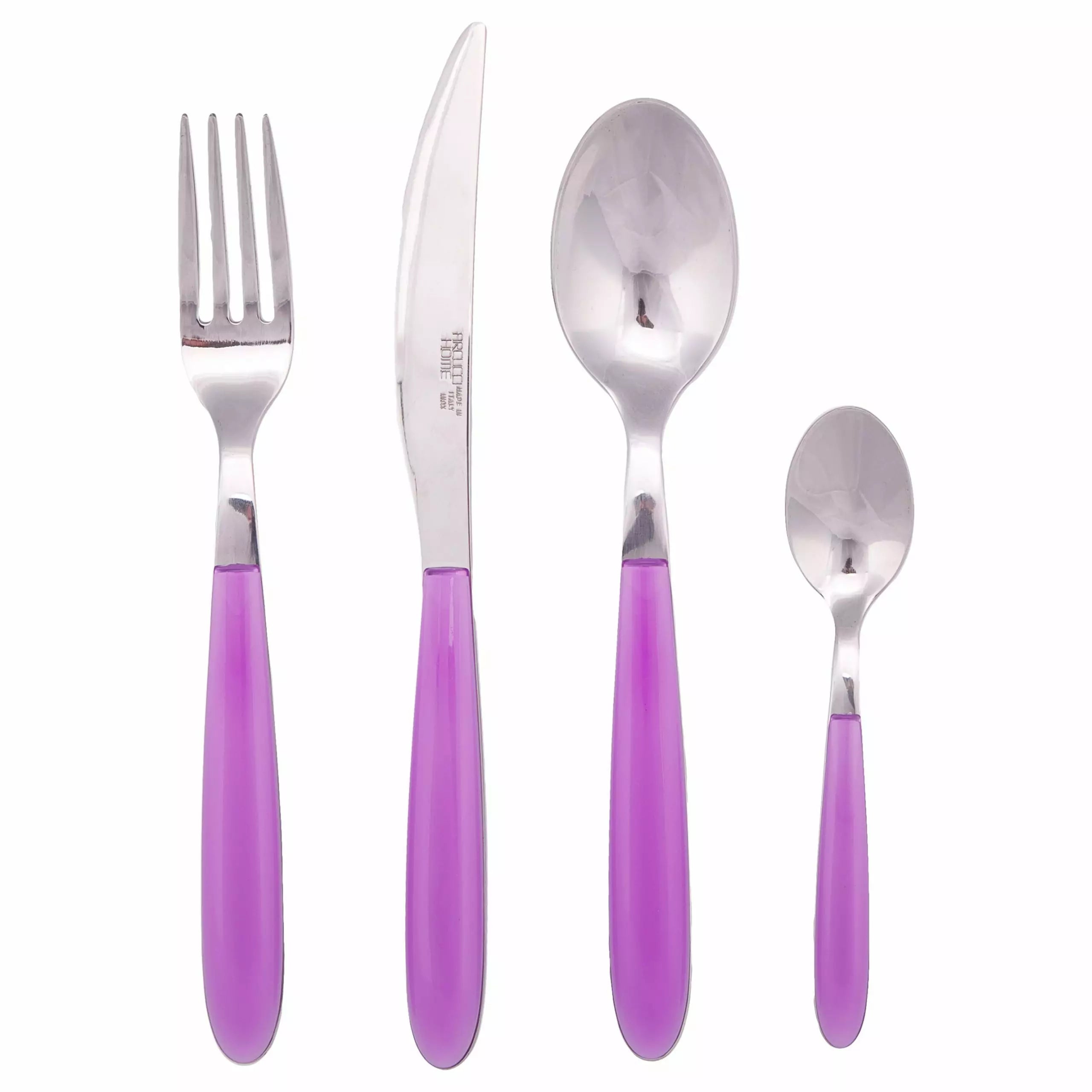 ARCUCCI – JUEGO DE CUBIERTOS CON CUCHILLO TENEDOR CUCHARA CUCHARITA - Lila